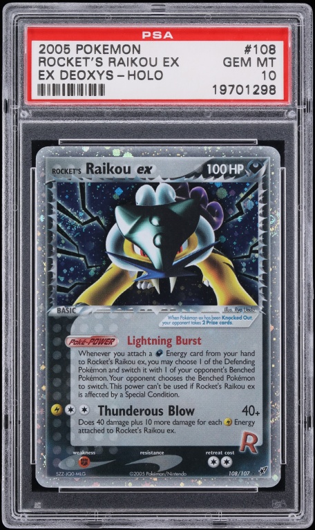 2005 Pokemon EX Deoxys Holo Rocket's Raikou Ex #108 PSA 10 GEM MINT