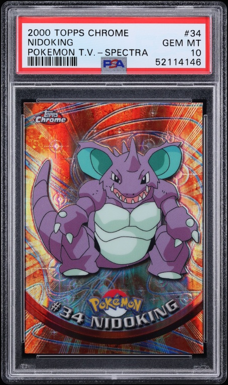 2000 Topps Chrome Pokemon TV Spectra Nidoking #34 PSA 10 GEM MINT