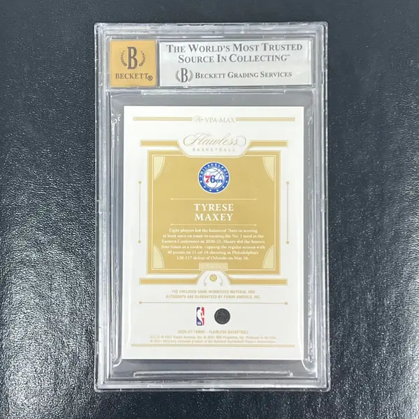 2020 Panini Flawless Vertical Patch Ruby #9 Tyrese Maxey signed BGS 8.5 Auto 10