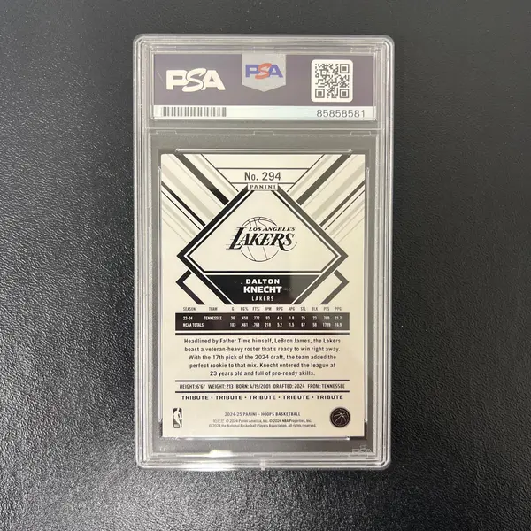 2024-25 Panini Hoops Basketball#294 Dalton Knecht Signed Card PSA LA Lakers