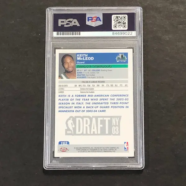 2004 Topps Chrome Limited Edition #163 Keith McLeod Signed Card AUTO PSA Slabbed Timberwolves