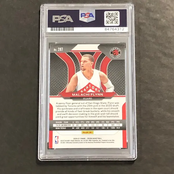 2020-21 Panini Prizm #287 MALACHI FLYNN Signed Card AUTO PSA Slabbed RC Raptors