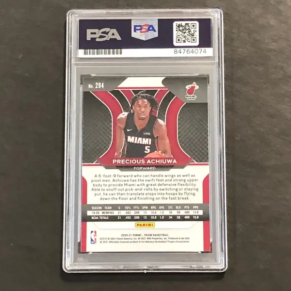 2020-21 Panini Prizm #294 PRECIOUS ACHIUWA Signed Card AUTO PSA/DNA Slabbed RC Heat
