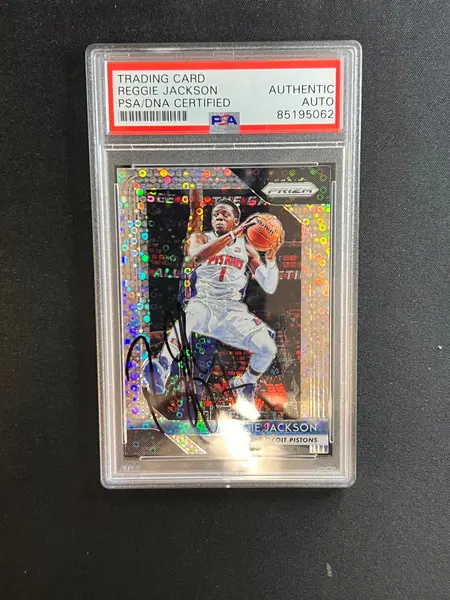 2018-19 Panini Prizm #142 Reggie Jackson Signed Card AUTO PSA Slabbed Pistons