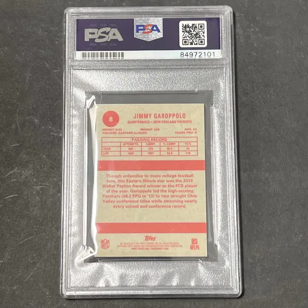 2014 Topps RC #8 Jimmy Garoppolo Signed Card AUTO PSA Slabbed Patriots