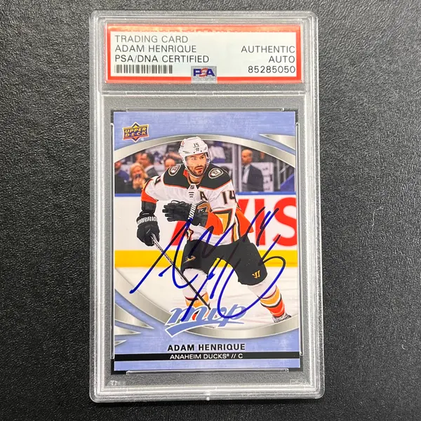 2023-24 Upper Deck MVP Hockey #146 Adam Henrique Signed Card AUTO PSA/DNA slabbed Ducks