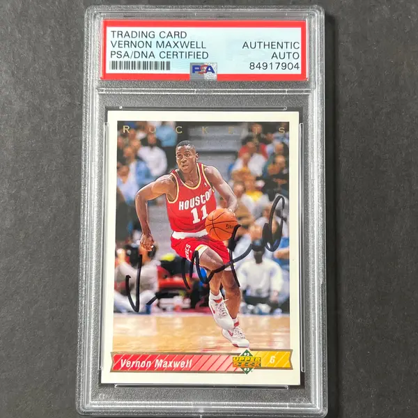 1991-92 Upper Deck #172 Vernon Maxwell Signed Card AUTO PSA Slabbed Rockets