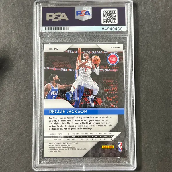 2018-19 Panini Prizm #142 Reggie Jackson Signed Card AUTO PSA Slabbed Pistons