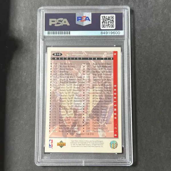 1994-95 Upper Deck #210 B. J. Armstrong Signed Card AUTO PSA Slabbed Bulls