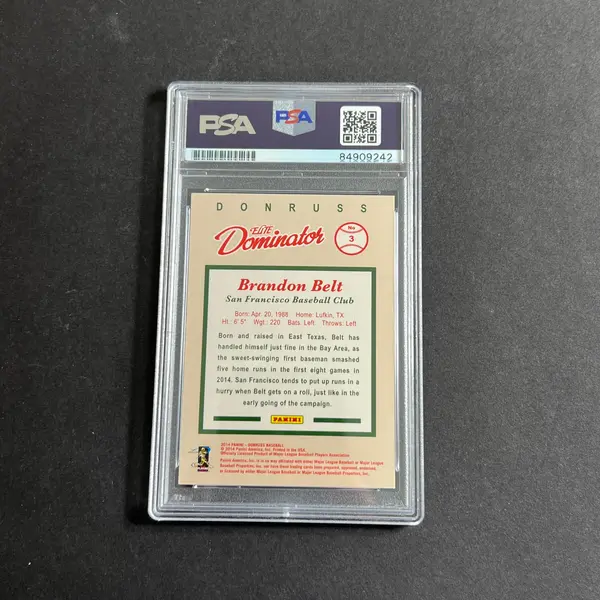 2014 Panini Donruss #3 Brandon Belt signed card PSA Auto Slabbed