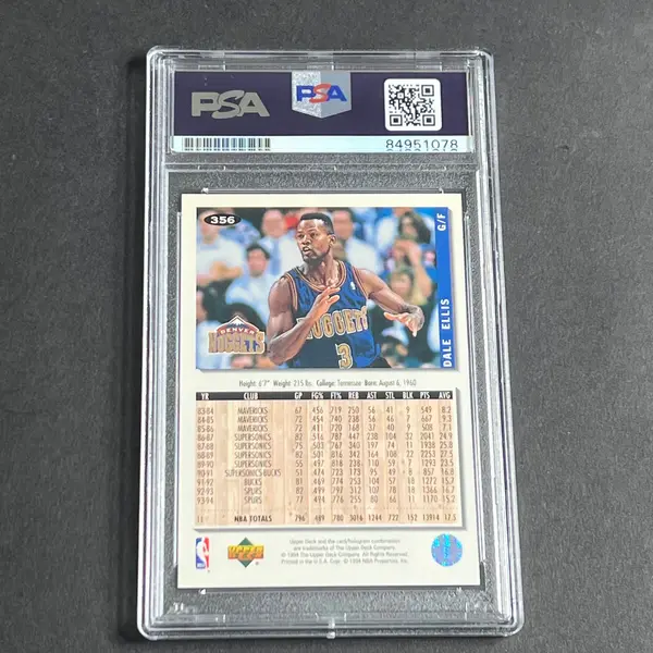 1994-95 Upper Deck #356 Dale Ellis Signed Card AUTO PSA Slabbed Nuggets