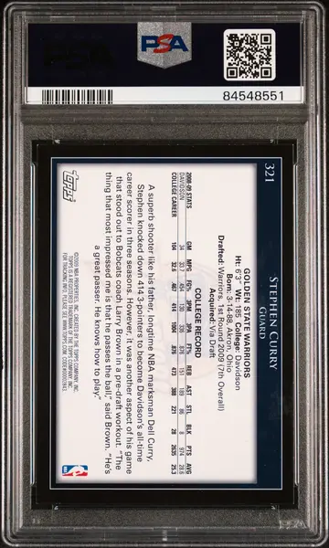 2009 Topps #321 Stephen Curry Signed Card PSA 8 Auto 10 Golden State Warriors