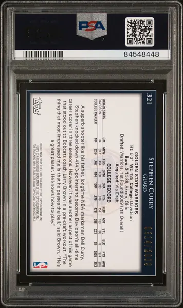 2009 Topps Gold#321 Stephen Curry Signed Card PSA 7 Auto A Autographed