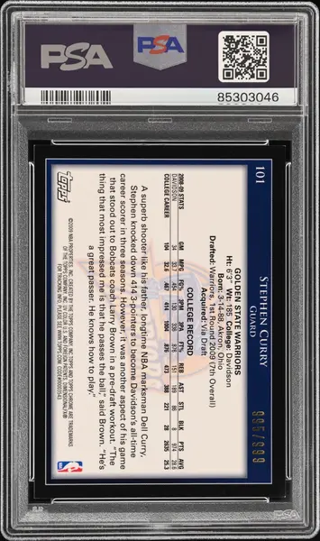 2009 Topps Chrome #101 Stephen Curry Signed Card PSA 8 Auto 10 Autographed