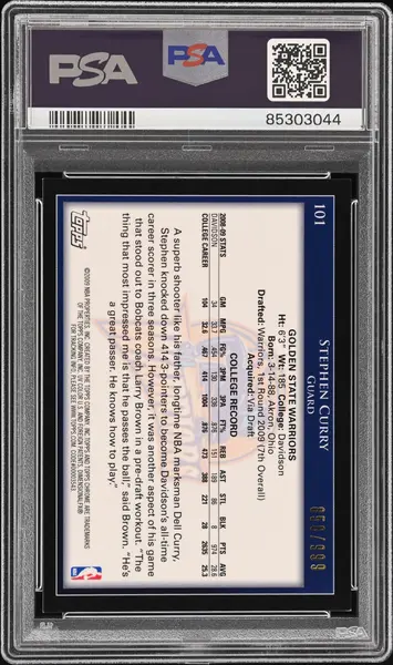 2009 Topps Chrome #101 Stephen Curry Signed Card PSA 8 Auto 10 Autographed