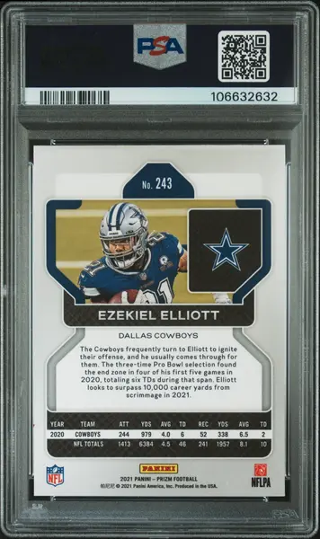 2021 Panini Prizm #243 Ezekiel Elliott signed card PSA 9 Auto 10