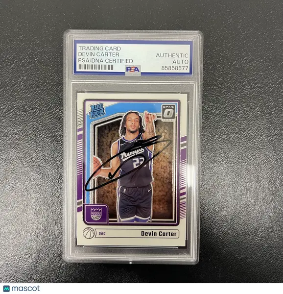 2024-25 Panini Donruss Optic#290 Devin Carter Signed Card PSA Sacramento Kings