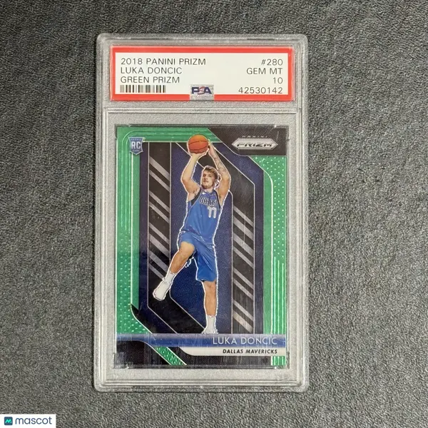 2018 Panini Prizm Green#280 Rookie Luka Doncic Signed Card PSA 10 Mavericks