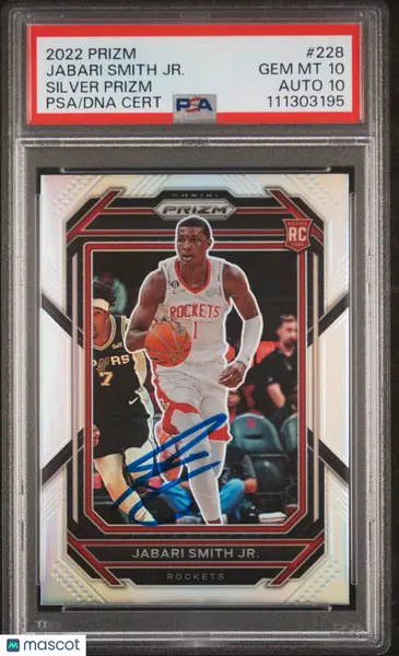 2022 Panini Prizm #228 Jabari Smith JR. Silver signed card PSA 10 Auto 10