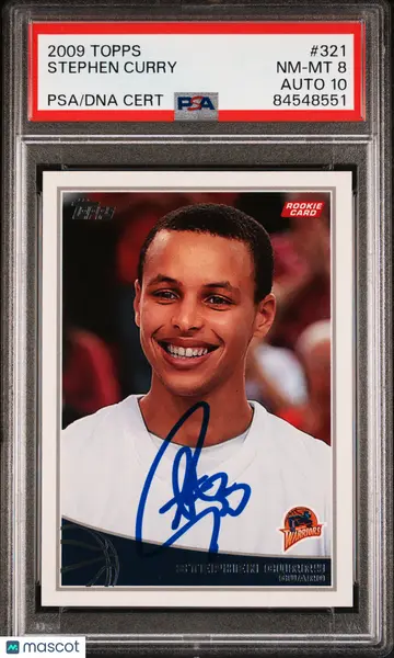 2009 Topps #321 Stephen Curry Signed Card PSA 8 Auto 10 Golden State Warriors