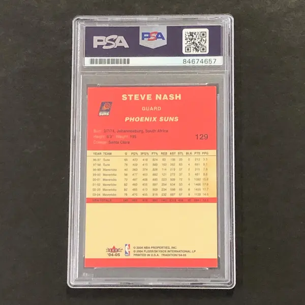 2004-05 Fleer Tradition #129 Steve Nash Signed Card AUTO 10 PSA Slabbed Suns