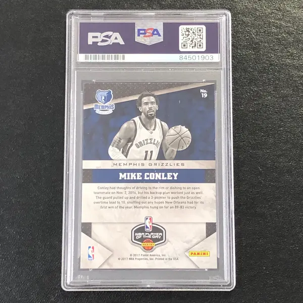 2017 Panini Player of the Day #19 Mike Conley signed Auto Card PSA/DNA Slabbed Grizzlies