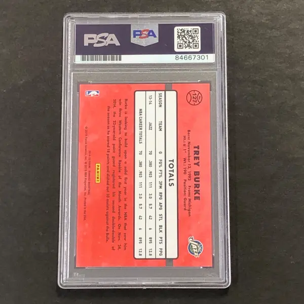 2014-15 Panini Donruss #127 Trey Burke Signed Card AUTO 10 PSA Slabbed Jazz