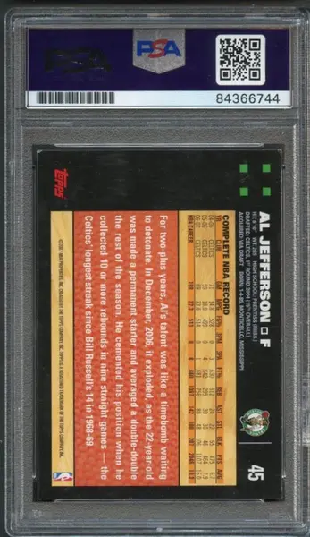2007-08 Topps Basketball #45 Al Jefferson Signed Card AUTO PSA Slabbed Celtics
