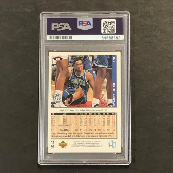 1994-95 Upper Deck Collector's Choice #28 Stacey King Signed Card AUTO PSA Slabbed Timberwolves