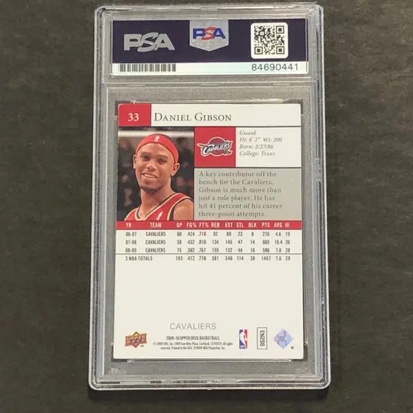 2009-10 Upper Deck Basketball #33 Daniel Gibson Signed Card AUTO PSA Slabbed Cavaliers