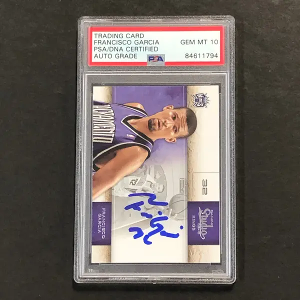 2009-10 Panini Studio #50 Francisco Garcia Signed Card AUTO 10 PSA/DNA Slabbed Kings