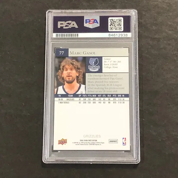 2009-10 Upper Deck First Edition #77 Marc Gasol Signed Card AUTO PSA Slabbed Grizzlies