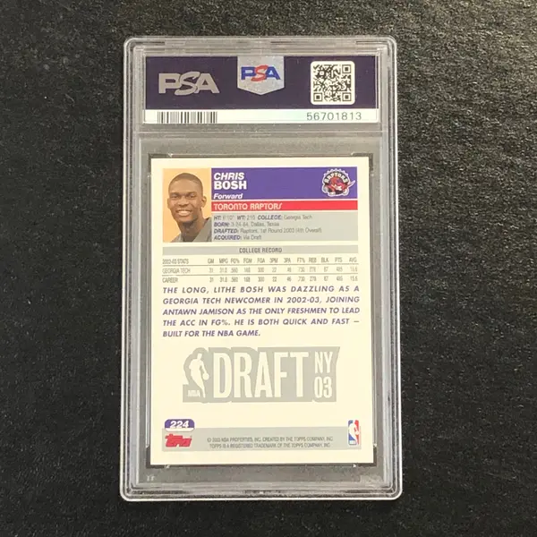2003 Topps #224 Chris Bosh PSA 8 NM-MT Draft Pick
