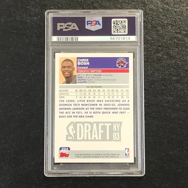 2003 Topps #224 Chris Bosh PSA 10 GEM-MT Draft Pick