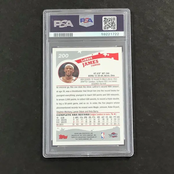 2005 Topps #200 Lebron James PSA 5 EX Cavaliers