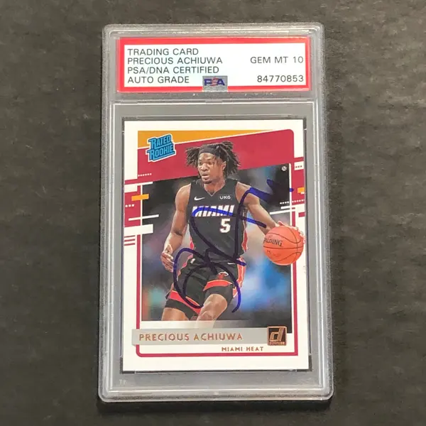 2020-21 Panini Donruss #236 PRECIOUS ACHIUWA Signed Card AUTO 10 PSA/DNA Slabbed RC Heat