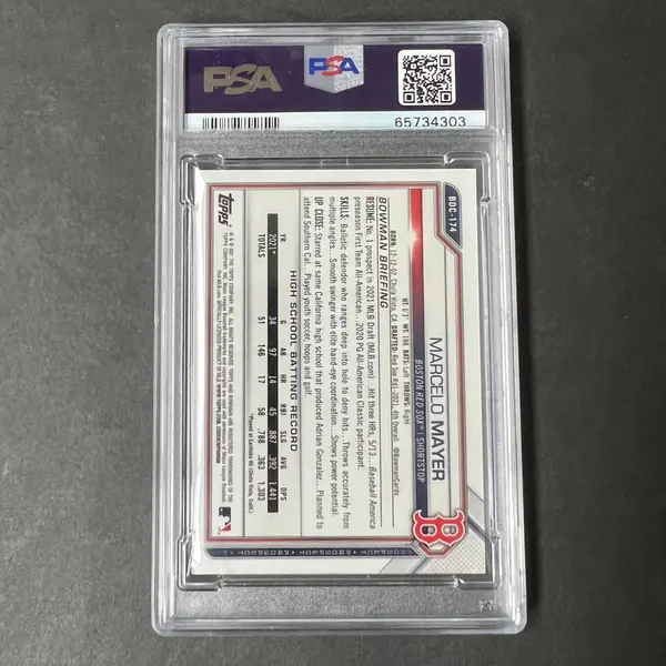 2021 Bowman Chrome Green 1st #BDC-174 Marcelo Mayer Signed Card PSA 9 AUTO 10 RC /99