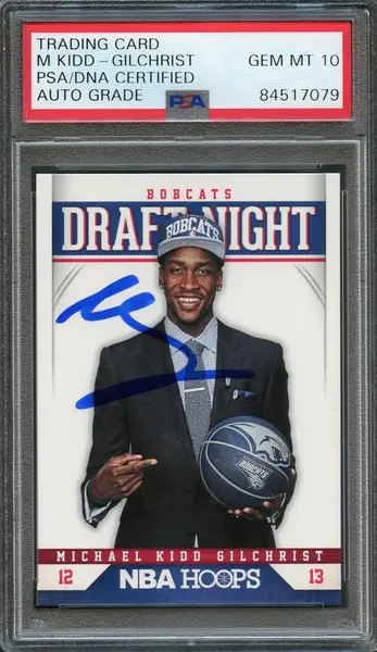 2012-13 NBA Hoops Draft Night #2 Michael Kidd-Gilchrist Signed Card AUTO 10 PSA Slabbed RC Bobcats
