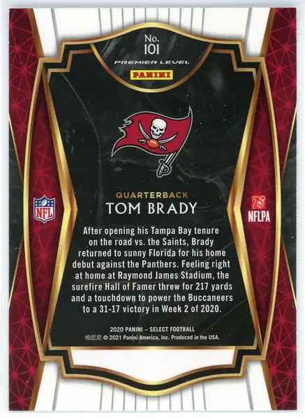 Tom Brady 2020 Panini Select Premier Level Card #101