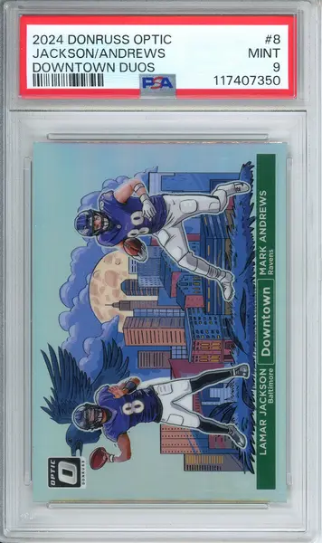 2025 Donruss Optic Lamar Jackson Mark Andrews Downtown Duos #8 PSA 9