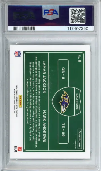 2025 Donruss Optic Lamar Jackson Mark Andrews Downtown Duos #8 PSA 9