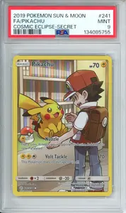 2019 Pokemon Sun & Moon FA / Pikachu Cosmic Eclipse - Secret #241 PSA 9
