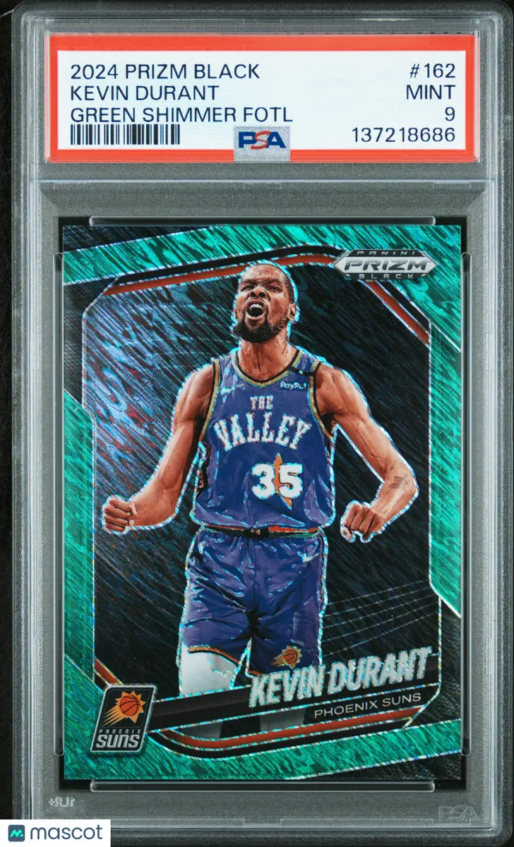 2024 Panini Prizm Black Kevin Durant #162 Green Shimmer Fotl PSA 9
