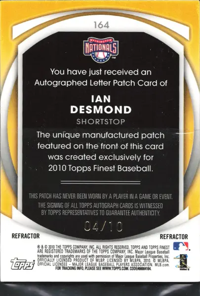 2010 Topps Finest Ian Desmond #164 Refractor