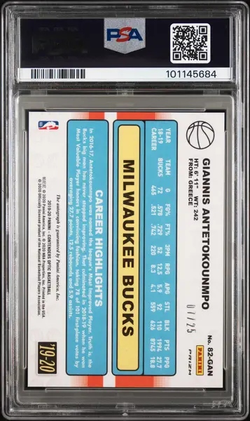 2019 Panini Contenders Optic 1982 Tribute Autographs G. Antetokounmpo #82GAN Red PSA 9