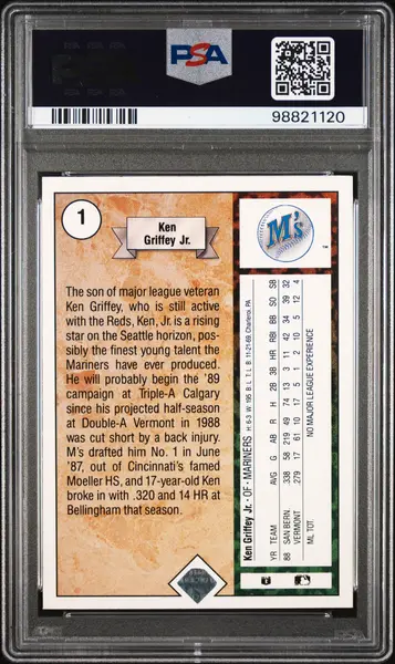 1989 Upper Deck Ken Griffey JR. #1 Star Rookie PSA 8