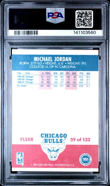 1987 Fleer Michael Jordan #59 PSA 7