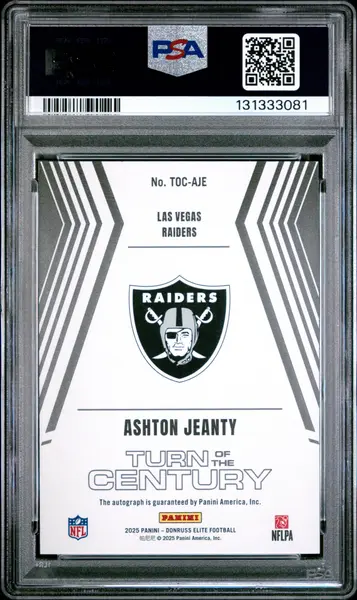 2025 Panini Donruss Elite Turn Of The Century Autographs Ashton Jeanty #TOCAJE PSA 10