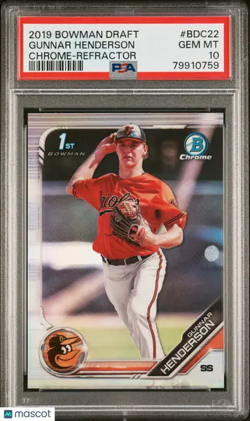 2019 Bowman Draft Gunnar Henderson #BDC22 Chrome Refractor PSA 10