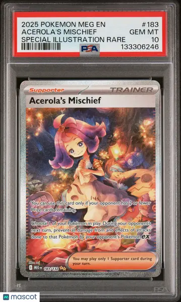 2025 Pokemon Meg EN-Mega Evolution Acerola's Mischief #183 SIR PSA